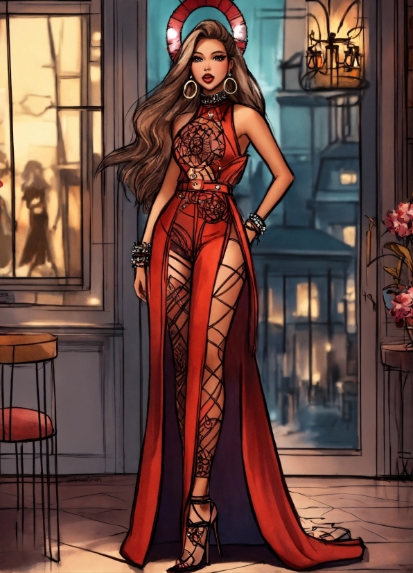 Dress, Sleeve, Thigh, Fashion Design, Black Hair, Waist