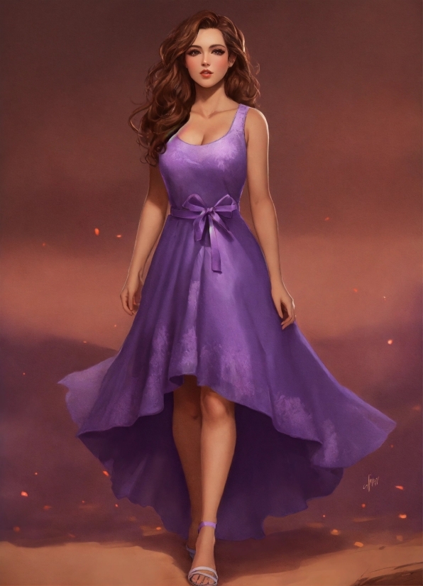 Face, One-piece Garment, Eye, Dress, Purple, Sleeve