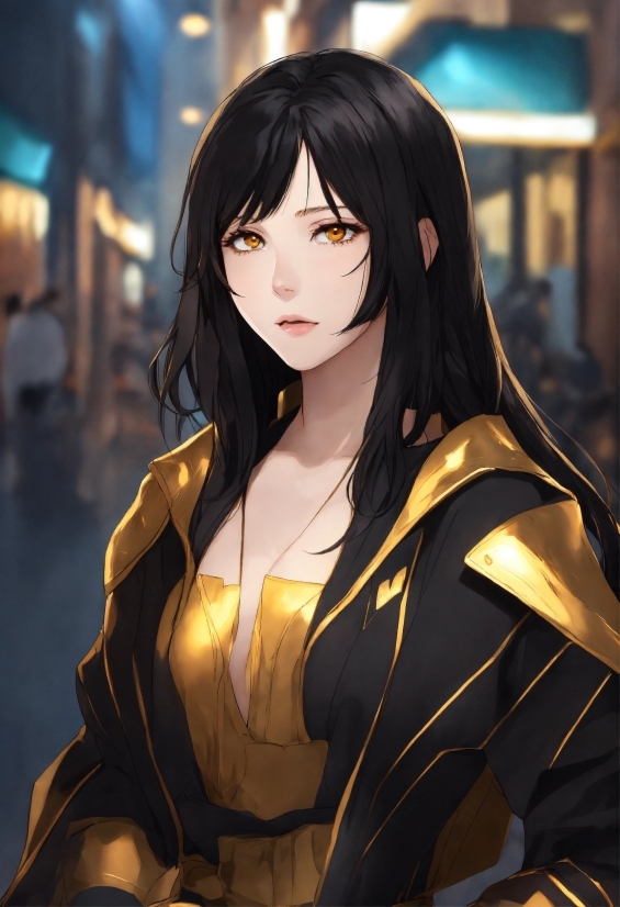 Wings, Cartoon, Black Hair, Cg Artwork, Long Hair, Art