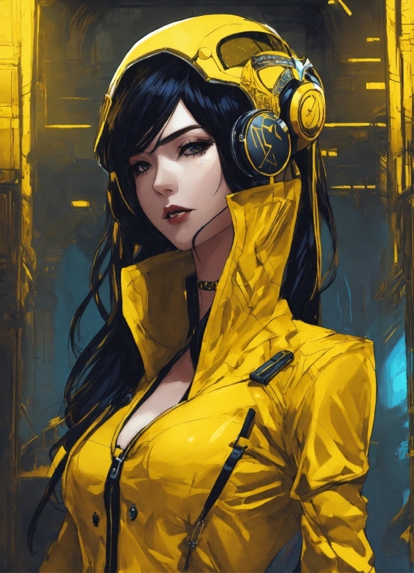 Yellow, Sleeve, Cartoon, Art, Black Hair, Cg Artwork