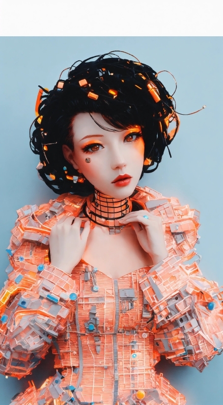 Lip, Eyelash, Fashion, Sleeve, Orange, Fashion Design