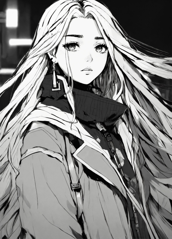 Style, Black-and-white, Art, Black Hair, Fashion Design, Long Hair