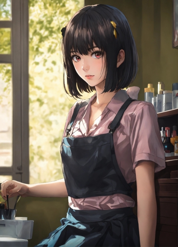 Hairstyle, Black Hair, Bangs, Hime Cut, Long Hair, Cg Artwork