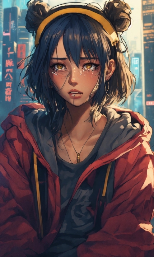 Outerwear, Cartoon, Cool, Black Hair, Cg Artwork, Bangs