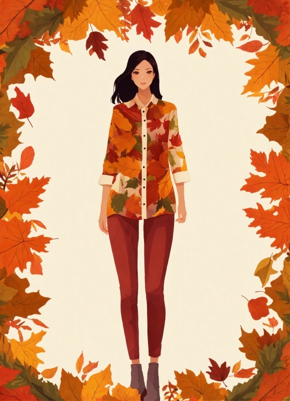 People In Nature, Orange, Sleeve, Thigh, Fashion Design, Plant