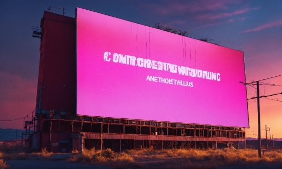 Sky, Plant, Cloud, Billboard, Purple, Font