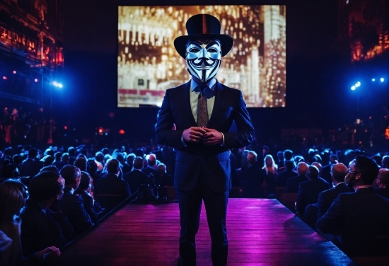 Purple, Lighting, Entertainment, Hat, Performing Arts, Tie