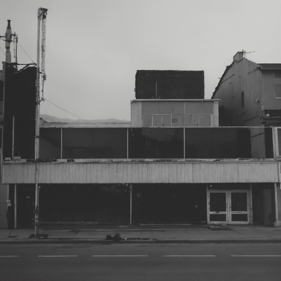 Sky, Building, Grey, Black-and-white, Asphalt, Window