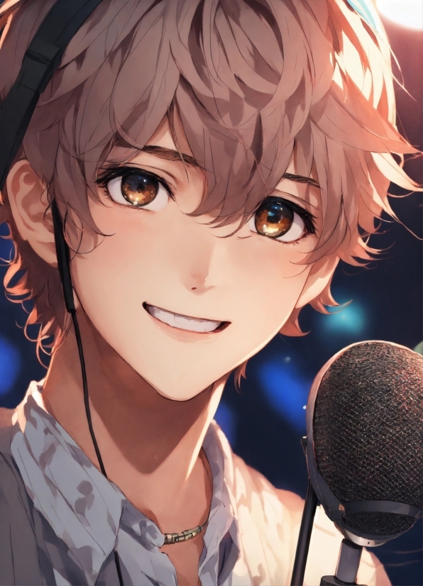 Microphone, Facial Expression, Mouth, Cartoon, Smile, Eyelash