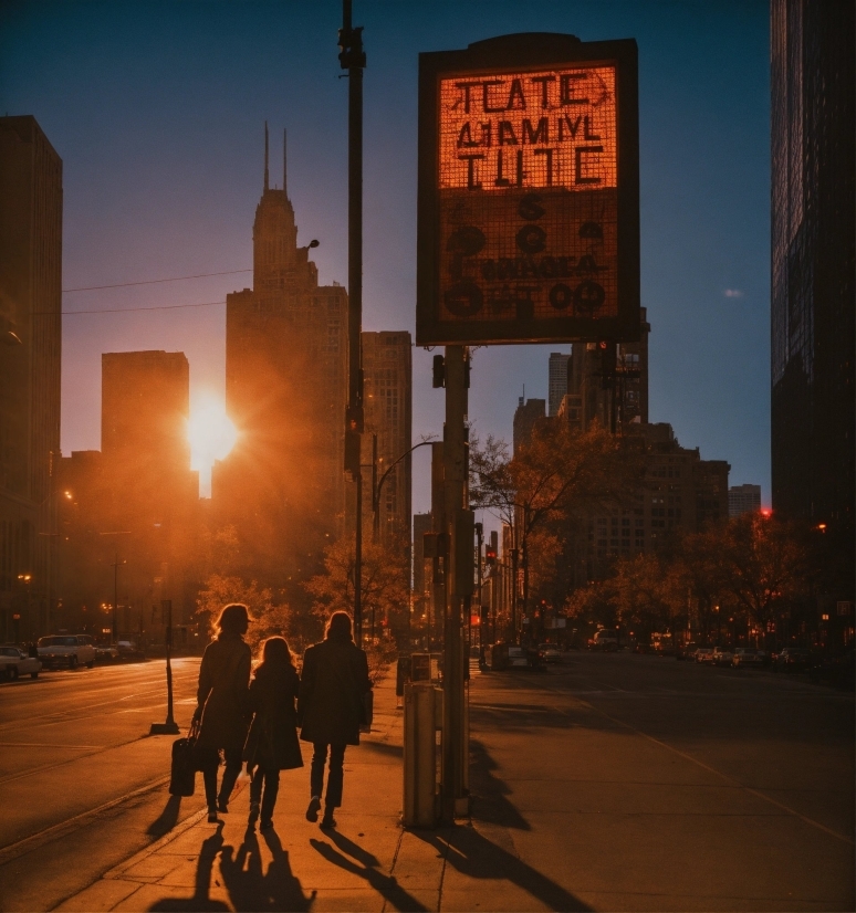 Sky, Building, Light, Infrastructure, Road Surface, Dusk