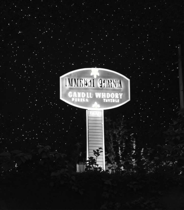 Font, Sky, Building, Black-and-white, Midnight, City