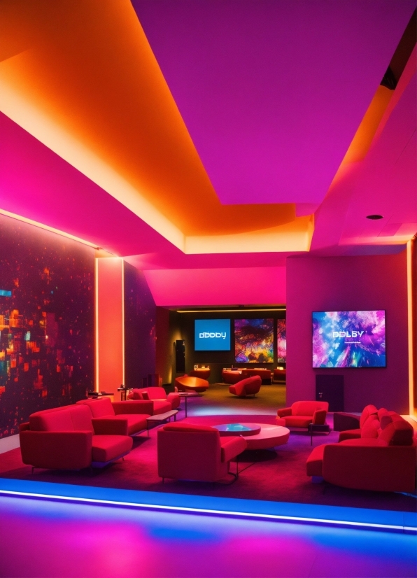 Purple, Building, Lighting, Interior Design, Decoration, Entertainment