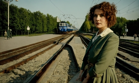 Sky, Train, Plant, Tree, Track, Mode Of Transport