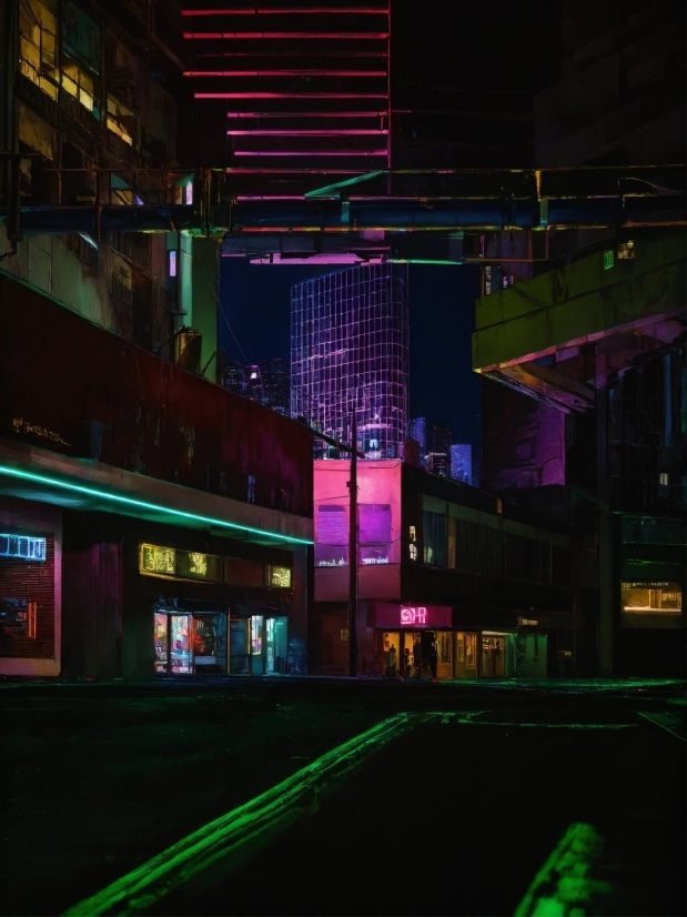 Building, Purple, Electricity, City, Facade, Metropolitan Area