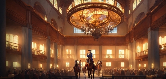 Horse, Light, Building, Hall, City, Event