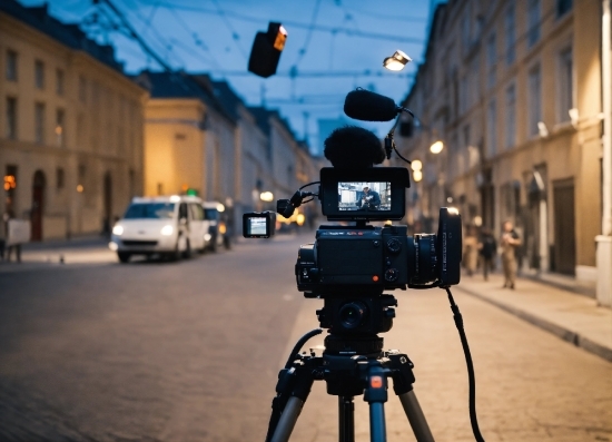 Tripod, Sky, Vehicle, Window, Light, Videographer