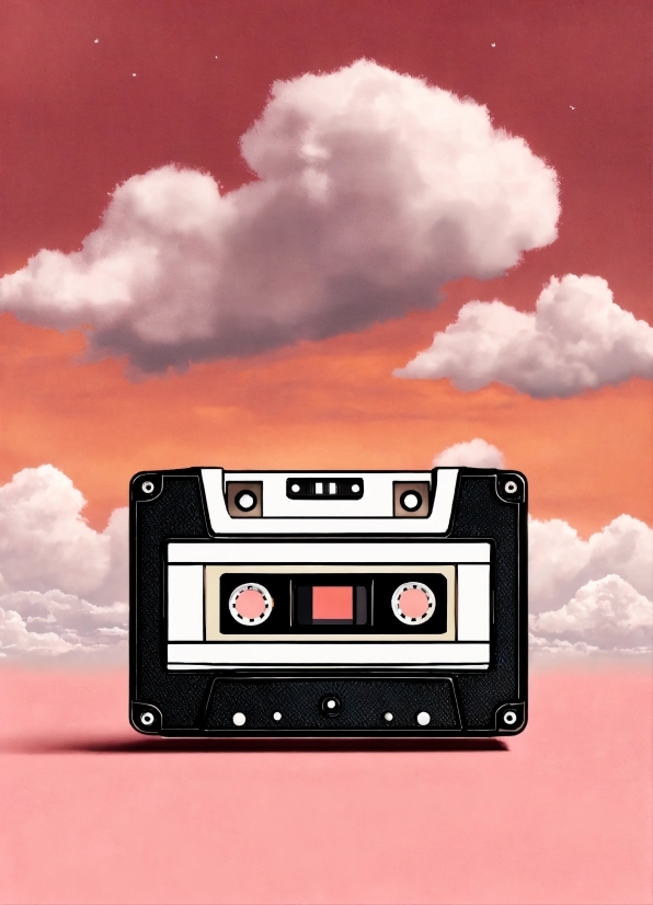 Cloud, Compact Cassette, Font, Sky, Audio Equipment, Rectangle