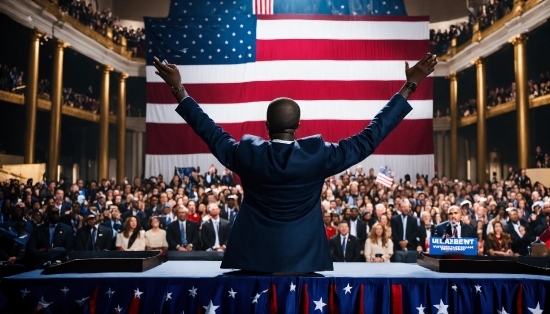 Microphone, Blue, Gesture, Suit, Community, Fan