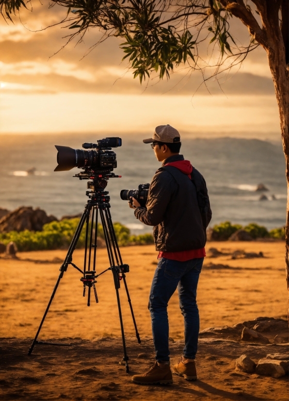 Jeans, Cloud, Tripod, Photograph, Sky, Videographer