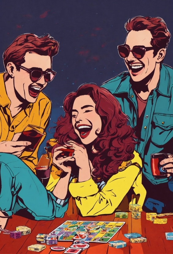 Smile, Cartoon, Gesture, Sunglasses, Sharing, Art