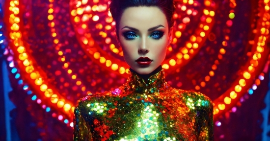 Lighting, Eyelash, Entertainment, Red, Art, Fashion Design