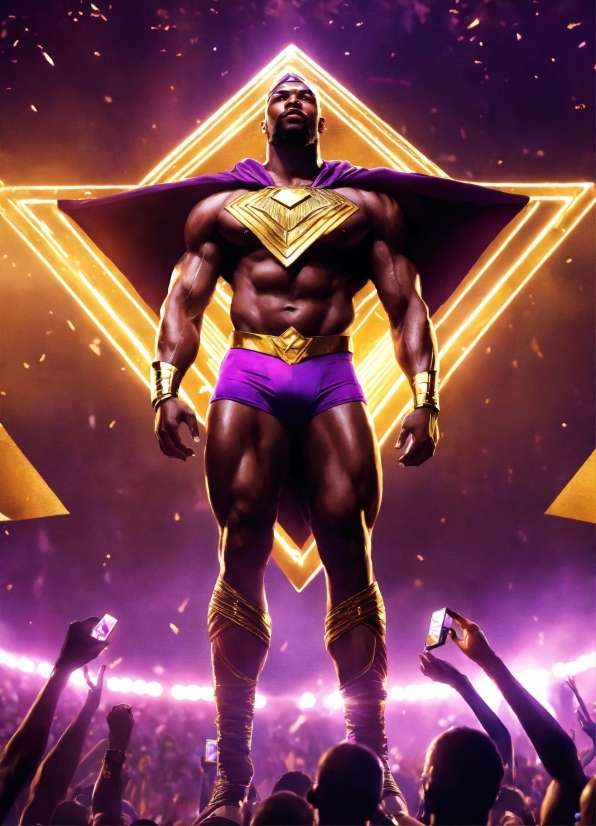 Purple, Entertainment, Performing Arts, Magenta, Bodybuilder, Thigh