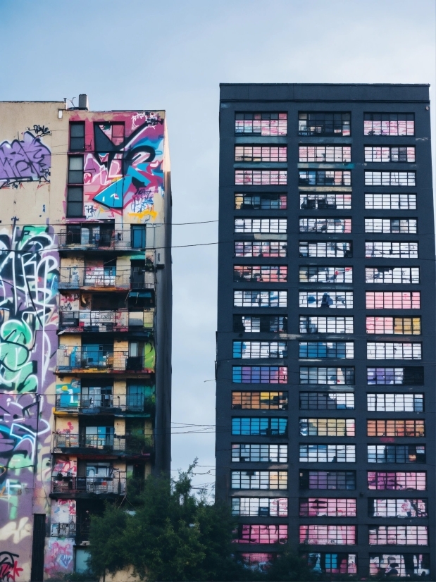 Sky, Building, Tower Block, Urban Design, Art, Facade