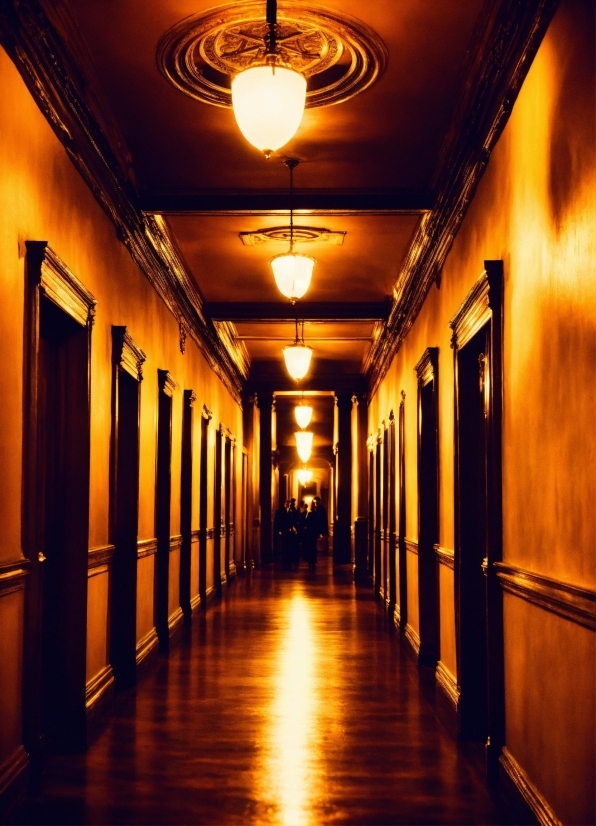 Amber, Light, Wood, Orange, Interior Design, Ceiling