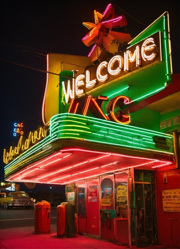 Building, Light, Red, Font, Electronic Signage, Facade