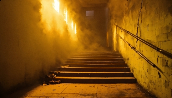 Atmosphere, Stairs, Water, Amber, Wood, Orange