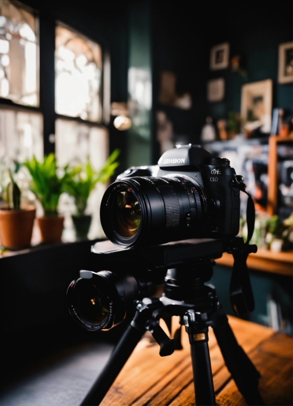 Plant, Camera Lens, Reflex Camera, Digital Camera, Tripod, Flowerpot