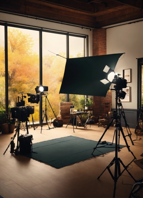 Tripod, Building, Film Studio, Interior Design, Window, Television Studio