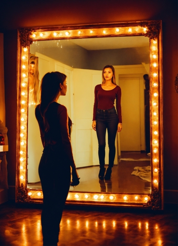 Flash Photography, Standing, Orange, Gesture, Waist, Fun