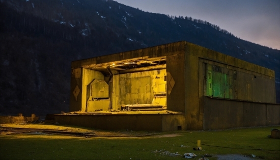 Sky, Mountain, Wood, Building, Grassland, Tints And Shades