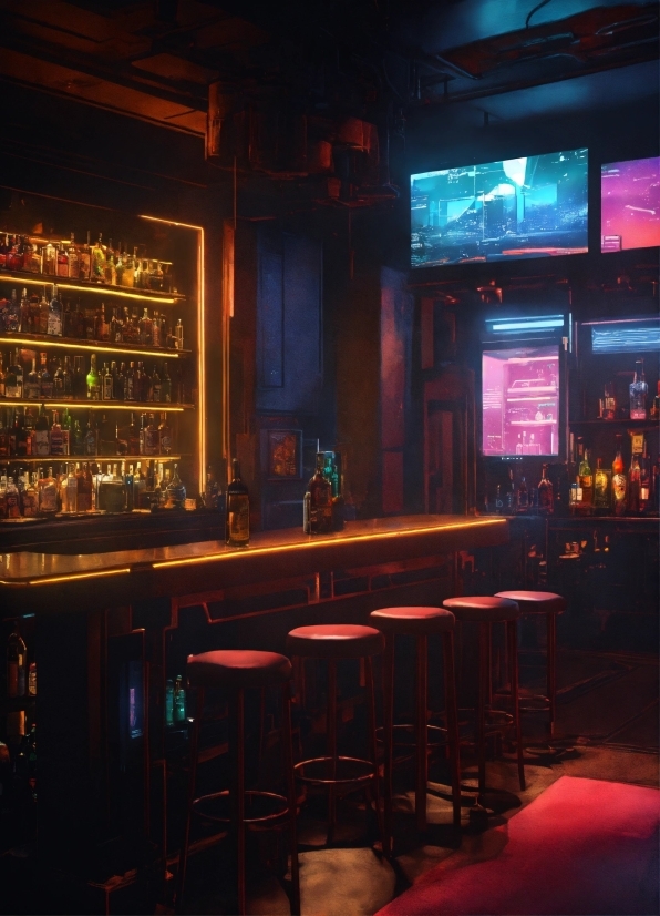 Drinking Establishment, Barware, Interior Design, Table, Bar Stool, Bottle