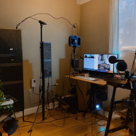 Table, Microphone, Computer, Computer Desk, Personal Computer, Electronic Instrument