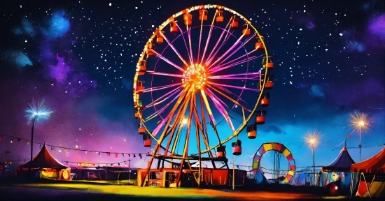 Sky, Light, Nature, Ferris Wheel, Fun, Wheel