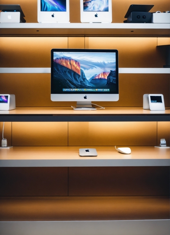 Table, Furniture, Computer, Computer Desk, Personal Computer, Shelf