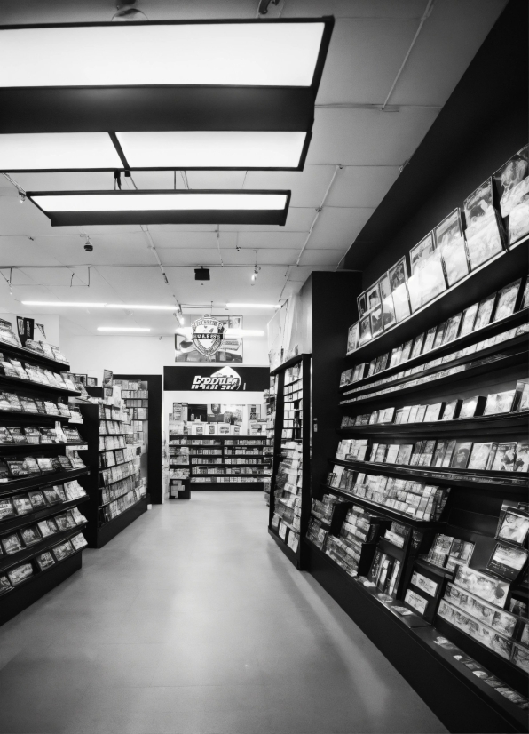 Shelf, Bookcase, Product, Shelving, Publication, Black-and-white