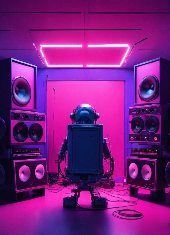 Purple, Light, Electronic Instrument, Entertainment, Studio Monitor, Audio Equipment