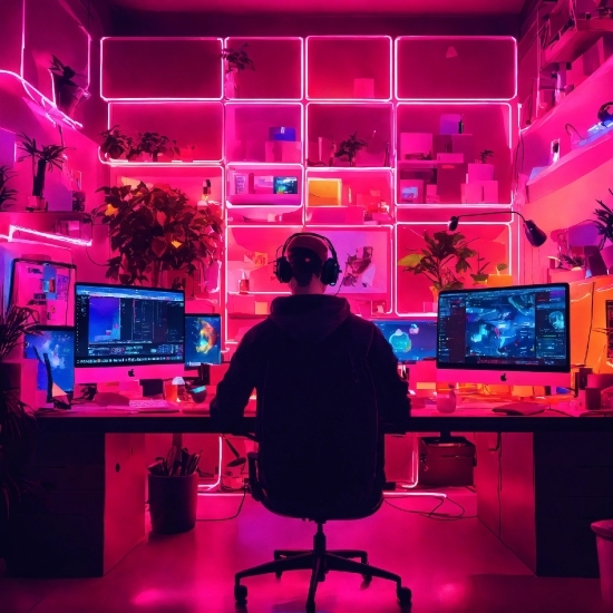 Computer, Purple, Personal Computer, Entertainment, Interior Design, Building