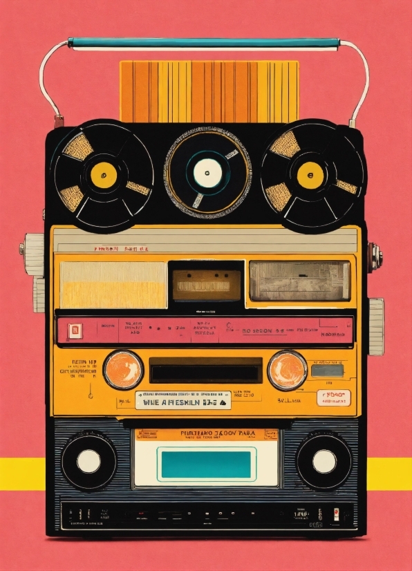 Yellow, Compact Cassette, Electronic Device, Font, Cassette Deck, Rectangle