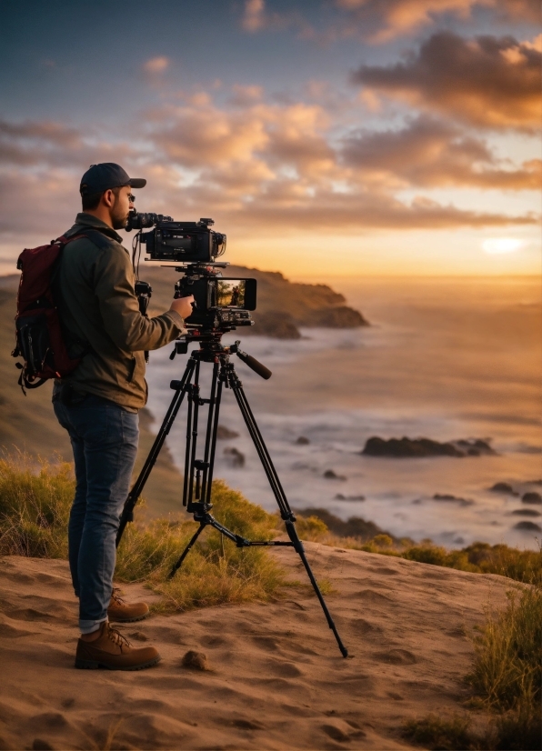 Cloud, Sky, Water, Tripod, Videographer, Plant