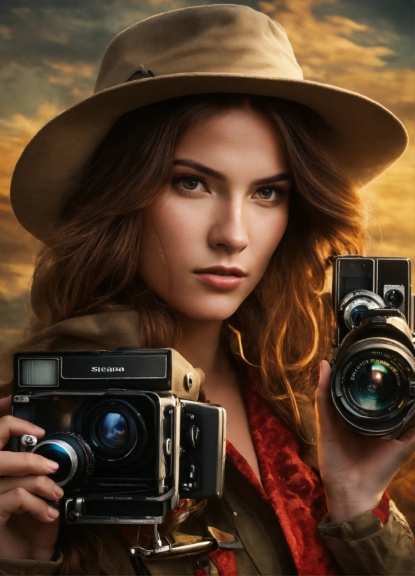 Lip, Hairstyle, Photograph, Hat, Photographer, Light