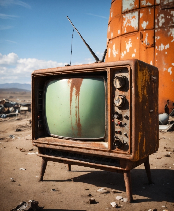 Analog Television, Sky, Cloud, Television, Wood, Television Set