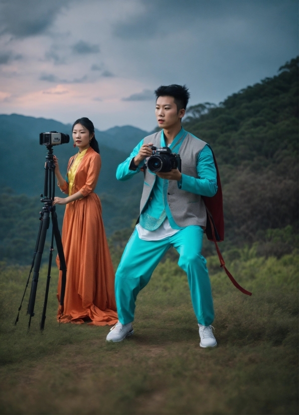 Sky, Cloud, People In Nature, Flash Photography, Happy, Grassland