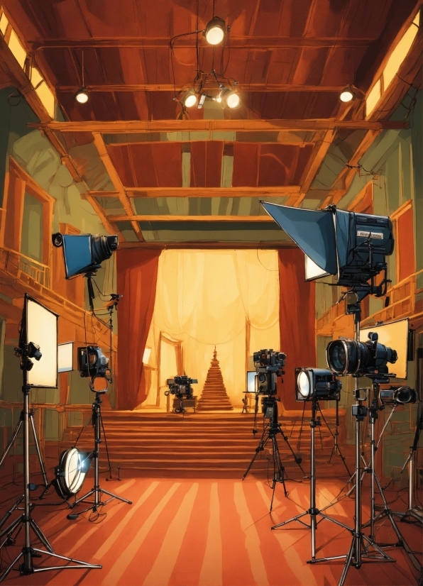 Tripod, Building, Lighting, Wood, Flooring, Film Studio