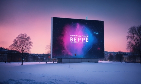 Sky, Tree, Plant, Purple, Snow, Billboard