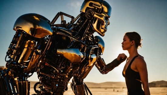 Yellow, C-3po, Sky, Automotive Design, Flash Photography, Engineering