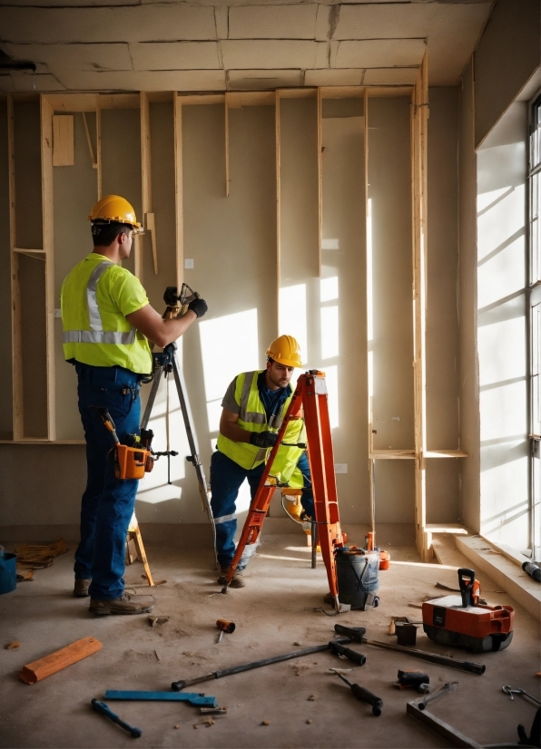 Tradesman, Workwear, Hard Hat, Wood, Window, Building